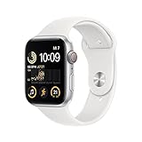 Apple Watch SE (2. Generation) (GPS + Cellular, 44mm) Smartwatch - Aluminiumgehäuse Silber, Sportarmband…