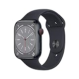Apple Watch Series 8 (GPS + Cellular, 45mm) Smartwatch - Aluminiumgehäuse Mitternacht, Sportarmband…