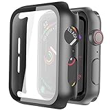 Misxi 2 Pack Hard PC Case with Tempered Glass Screen Protector Compatible with Apple Watch Series 6…