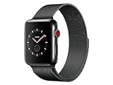 Apple Watch Series 3, 42 mm, GPS + Cellular, Edelstahl Gehäuse, Space Grau mit Milanese-Armband, Schwarz,…