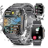 SUNKTA Smartwatch Herren mit Telefonfunktion,1,96 Zoll Militär Smart Watch mit 400mAh,100+ Sportmodi,Herzfrequenz,Blutdruck,SpO2,Schlafüberwachung,IP68…