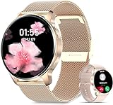 niolina Smartwatch Damen mit Telefonfunktion, 1.32 Zoll HD Voll Touchscreen Armbanduhr Uhr mit Pulsmesser…