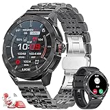 LIGE Smart Watch Telefonfunktion,1.32" Runde Touchscreen 100+Sportmodi Metallband Smartwatch Herren…