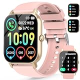 Smartwatch Damen, Telefonfunktion 1,85" Touchscreen Smart Watch, Herzfrequenz Schrittzähler Schlaftracker…
