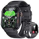 Smartwatch Herren mit Telefonfunktion,1,96 Zoll Militär Smart Watch mit 400mAh,100+ Sportmodi,Herzfrequenz,Blutdruck,SpO2,Schlafüberwachung…
