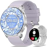 Smartwatch Damen mit Telefonfunktion,1,32Zoll Runde Bluetooth Fitnessuhr mit personalisiertem Bildschirm,Herzfrequenz,Schrittzähler…
