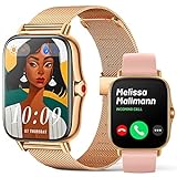 FMK Smartwatch Damen mit Telefonfunktion, 1.69" HD Buntes Touchscreen Fitnessuhr Armbanduhren mit Pulsmesser,…