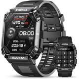 AVUMDA Bluetooth-Anruf (Komposition/Antwort) Herren's Smartwatch (1,98 Zoll, Android/iOS), mit Remote-Fotos,…