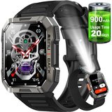 blackview W60 Fitness-Uhr Militärstil mit Telefonfunktion LED Taschenlampe Smartwatch (5.1 cm/2.01 Zoll),…