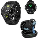HYIEAR Smartwatch Damen Herren, Bluetooth Kopfhörer 5.3, Android/iOS Smartwatch, mit austauschbaren…