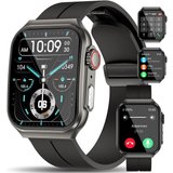 Marsyu Smartwatch (1,96 Zoll, Android, iOS), Telefonfunktion SpO2 Herzfrequenz Körpertemperaturmessung,…