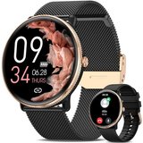 Sanorum Smartwatch Damen mit Telefonfunktion Smartwatch (3.53 cm/1,39 Zoll, AMOLED HD Touchscreen) mit…