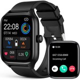 SOUYIE Smartwatch (1,96 Zoll, iOS,Android), mit Telefonfunktion Fitnessuhr Pulsmesser IP67 Wasserdicht…
