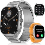 TIFOZEN Herren's HD-Touchscreen IP68 Sportuhr Militär Smartwatch (2,01 Zoll), mit Telefonfunktion Herzfrequen…