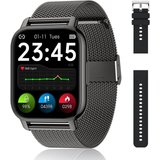 Popglory Smartwatch (1,85 Zoll, Android iOS), Herren Touch-Farbdisplay mit Bluetooth Anrufe Fitnessuhr…