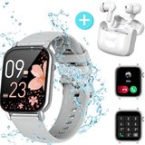 Tisoutec Smartwatch Damen Herren & Bluetooth Kopfhörer, Kopfhörer Combo Smartwatch (1.85 Zoll) Fitness…