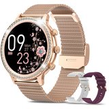 Sanorum Smartwatch Damen mit Telefonfunktion Smartwatch (3.35 cm/1,32 Zoll, HD Voll Touchscreen) Mit…