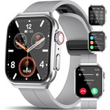 Marsyu Smartwatch (1,96 Zoll, Android, iOS), mit Telefonfunktion Fitnessuhr mit 24/7 Blutdruck SpO2…