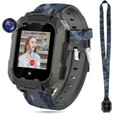 OKYUK T28 Kinder Smartwatch (1,4 Zoll, 4G), Mit Videoanruf Kamera Musik Player Gesichtserkennung Geofence