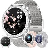 LWEARKD Smartwatch (1,32 Zoll, Android iOS), mit Telefonfunktion Fitnessuhr Diamant Damen Schlafmonitor…