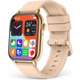 SOUYIE Smartwatch (1,68 Zoll, Android iOS), mit Bluetooth Anruf Fitnessuhr Blutdruck Schlafmonitor Wasserdicht Uhr