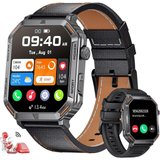 Lige Smartwatch (1,96 Zoll, Android iOS), für Herren mit Telefonfunktion Militär Touchscreen 400mAh…