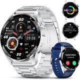 SIEMORL Herren's Bluetooth-Anruf HD AMOLED IP68 Wasserdichte Smartwatch (1,43 Zoll, Android/iOS), mit…