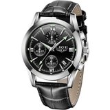 Lige Watch (1,73 Zoll), Herren Uhren Mode Elegant Leder Analog Männer Armbanduhr Wasserdicht