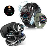 HYIEAR Smartwatch Damen Herren (1,32) Combo In-Ear-Kopfhörer 5.3 Smartwatch Set, 2 Austauschbare Armbänder,…