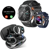 HYIEAR Smartwatch Damen Herren (1,43" AMOLED)In-Ear-Kopfhörer 5.3,LED-Anzeige Smartwatch, 2 Austauschbare…