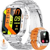 SUNKTA Smartwatch (1,96 Zoll, Andriod iOS), Herren Fitnessuhr mit Telefonfunktion IP68 Wasserdicht 100+Sportmodi