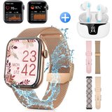 Giecy Smartwatch und Bluetooth Kopfhörer für Damen Herren Smartwatch (2.0'' HD-Full-Touch-Farbdisplay…