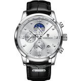 Lige LG8953 Watch, Sportliche Chrono Uhr, Wasserdicht, Datum, Lederband Casual Sport