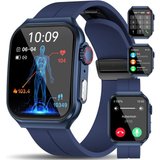 Marsyu Smartwatch (1,96 Zoll, Android, iOS), mit Telefonfunktion, Fitnessuhr mit 24/7 Blutdruck SpO2…