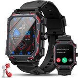 Pergear Smartwatch (1,96 Zoll, Android, iOS), mit Telefonfunktion,650mAh 5ATM Wasserdicht 100+ Sportmodi…