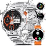 ESFOE Herren's Militär 5ATM Smartwatch (1,43 Zoll), mit Herzfrequenz Schlafüberwachung,126+ Sportmodi…