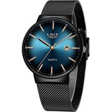 Lige Watch (1,65 Zoll), Herren-Armbanduhr dünn wasserdicht Edelstahl Mesh minimalistisch