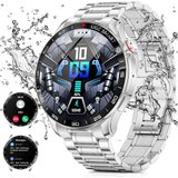 SUNKTA 380 mAh Herren's Smartwatch (1,43 Zoll, Silber), Mit Telefonfunktion, AMOLED-Touchscreen, Herzfrequenzmonitor