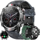 LWEARKD Noir Smartwatch (1,39 Zoll, Andriod iOS), mit Herzfrequenz, Schrittzähler, Fitnessuhr Militärische…