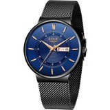 Lige LG9949C-FD-DE Watch (1.57 Zoll), Herren-Armbanduhr Blau Schwarz ultradünn, Edelstahl, modisch,…