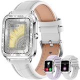 fitonyo Smartwatch (1,29 Zoll, Android iOS), Damen mit Telefonfunktion Diamant Pulsuhr SpO2 19 Sportmodi…