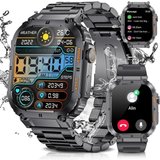 SUNKTA Smartwatch (1,96 Zoll, Android iOS), mit Telefonfunktion Militär 400mAh 100 Sportmodi SpO2 IP68…