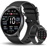 Techtrix Smartwatch (1,43 Zoll, Android, iOS), mit Bluetooth Anrufe, IP68 Wasserdicht Fitnessuhr, Herzfrequenzmonitor