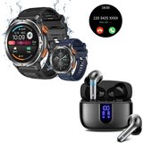 HYIEAR Smartwatch Damen Herren, kabellos bluetooth 5.3 In-Ear-Kopfhörer, IPX5 Smartwatch, mit austauschbaren…
