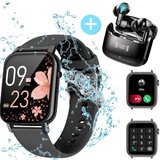 Tisoutec Smartwatch Damen Herren & Bluetooth Kopfhörer, Kopfhörer Combo Smartwatch (1.85 Zoll) Fitness…