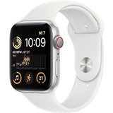 Apple Watch SE (2.Gen) LTE 44mm Aluminium Silber Sportarmband Weiß