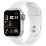 Apple Watch SE (2.Gen) LTE 40mm Aluminium Silber Sportarmband Weiß