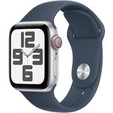 Apple Watch SE (2. Gen) LTE 40mm Alu Silber Sportarmband Sturmblau - S/M