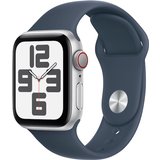 Apple Watch SE (2. Gen) LTE 40mm Alu Silber Sportarmband Sturmblau - S/M